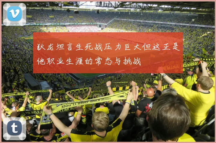狄龙坦言生死战压力巨大但这正是他职业生涯的常态与挑战